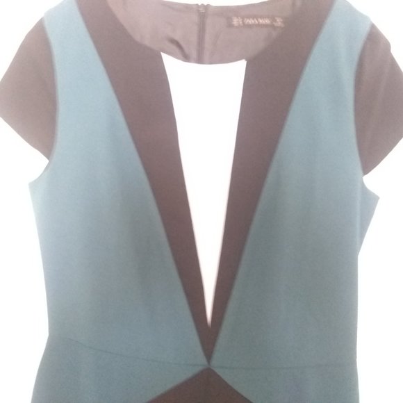 NWOT Zara Color Block Fit & Flare Sleeveless Knee Length Medium Zipper Dress - Picture 3 of 9
